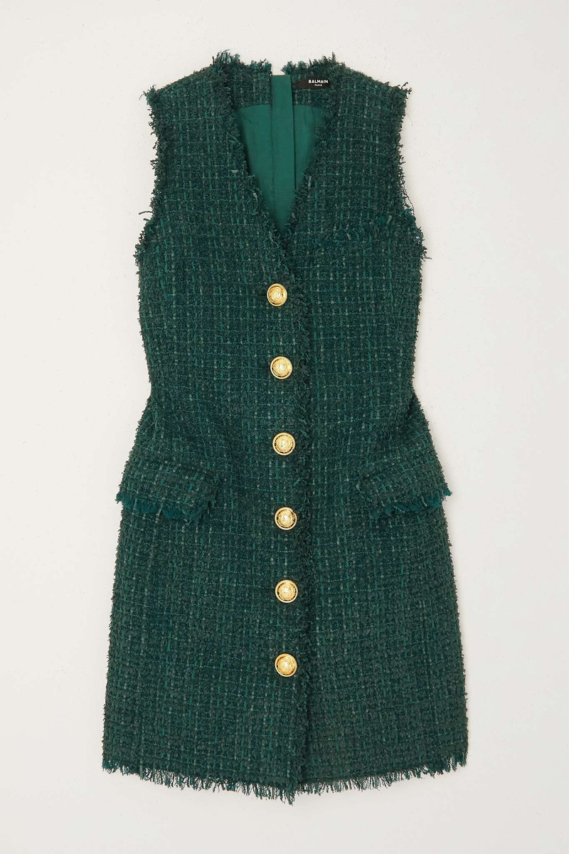 Button-embellished tweed 미니 드레스 1