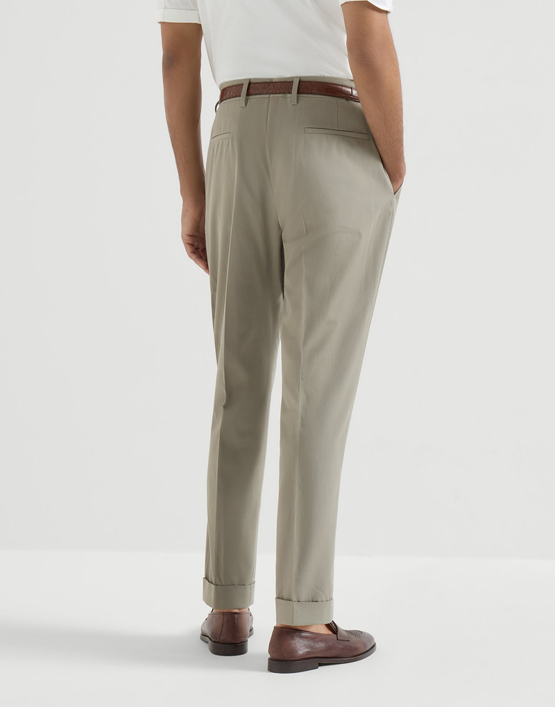 Cotton crêpe batavia trousers with pleat 3