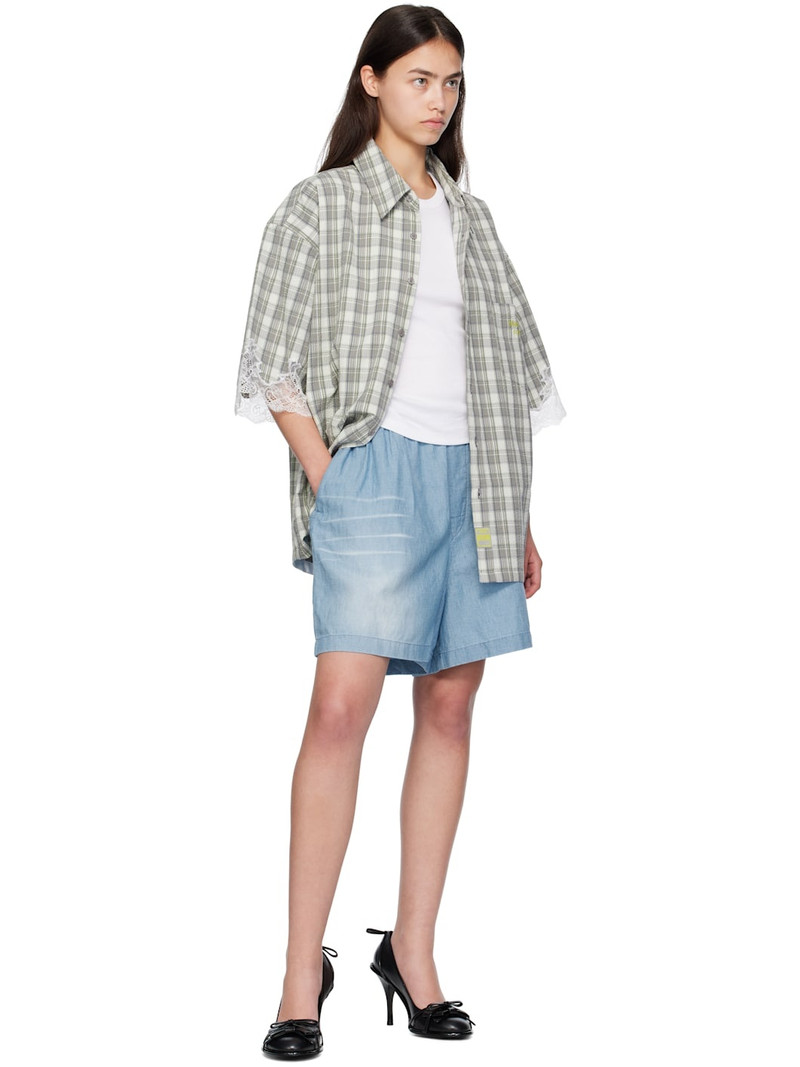 Acne Studios Blue Logo Stamp Shorts outlook