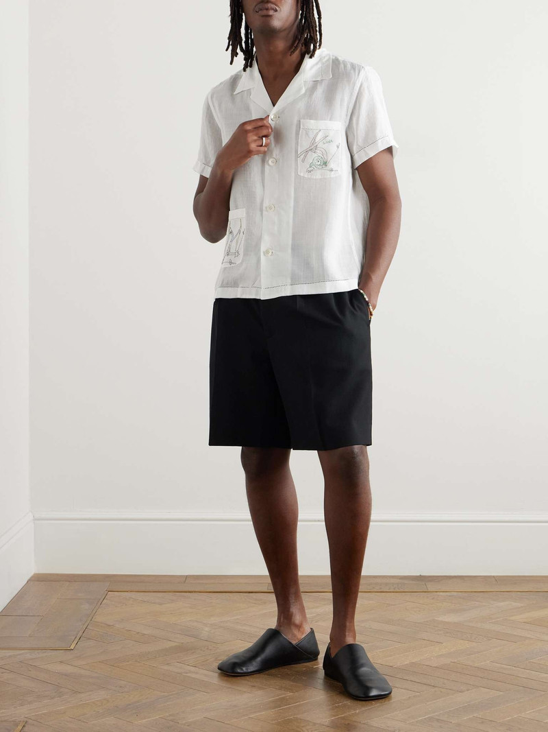 BODE Camp-Collar Embroidered Linen Shirt outlook