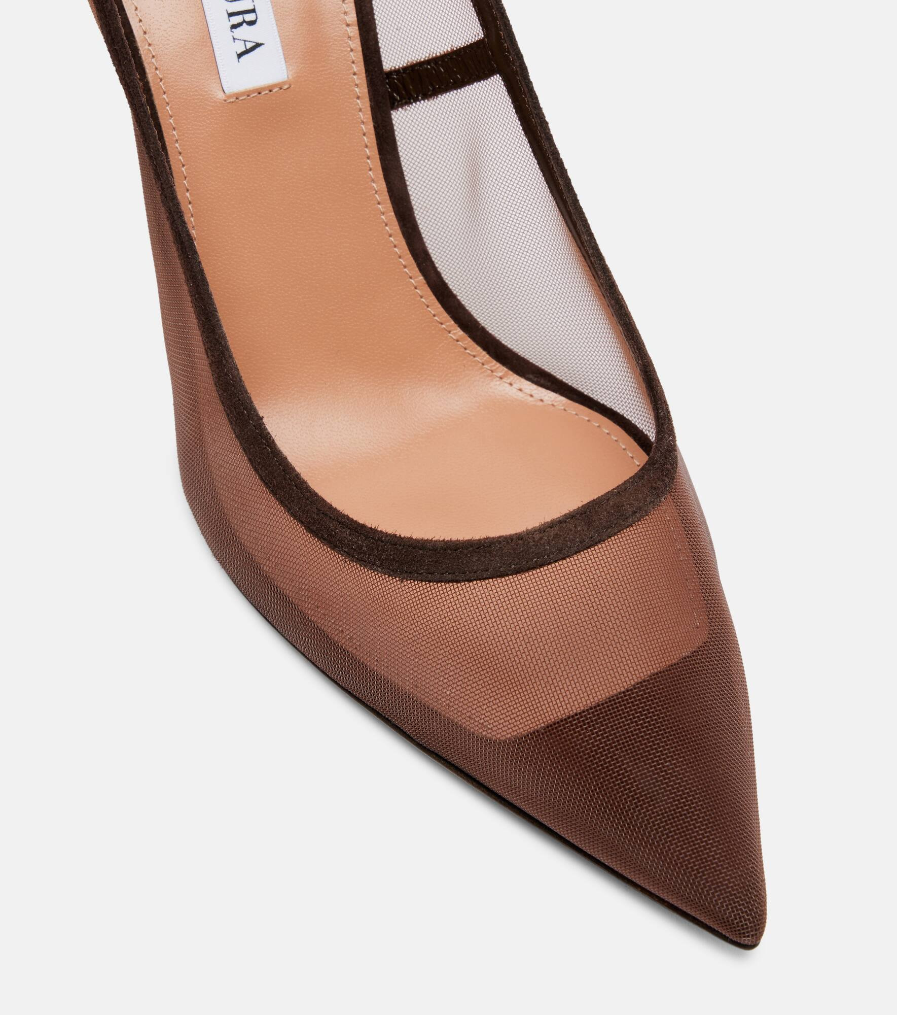 Love Affair 85 suede-trimmed mesh pumps - 5