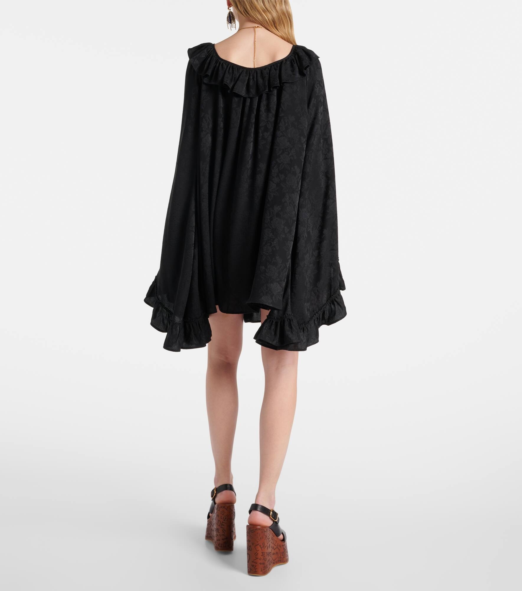 Ruffled jacquard silk minidress - 3