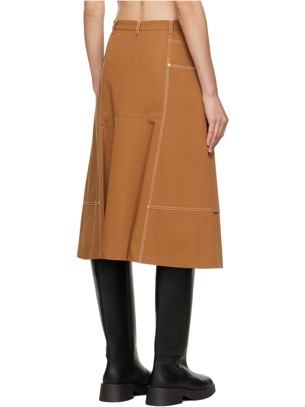 Brown A-Line Midi Skirt - 3