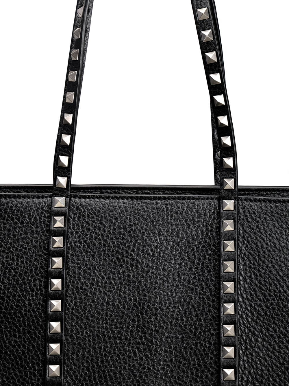 Rockstud Leather Tote Bag Handbags Black - 6