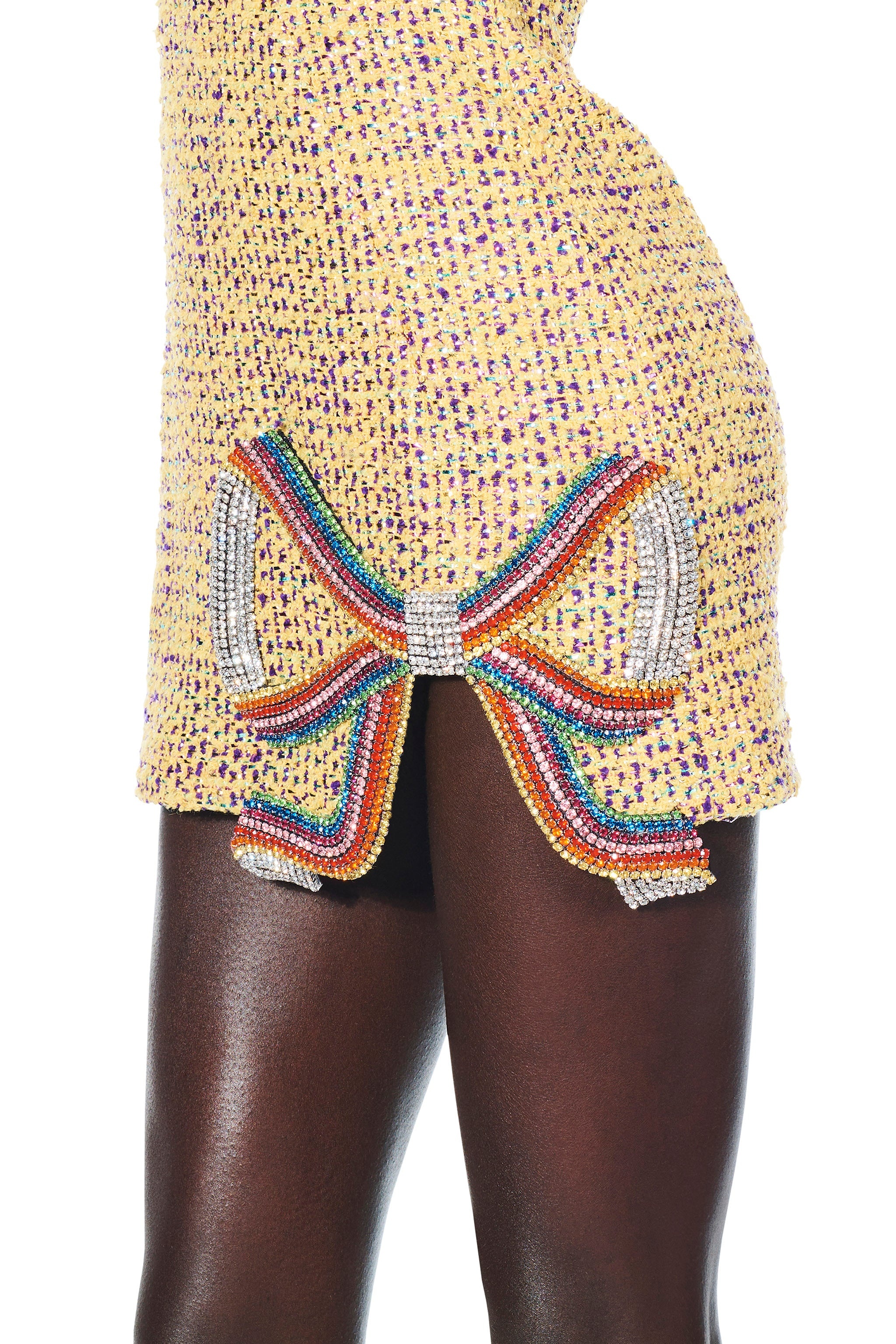 EMBROIDERED CRYSTAL BOW MINI DRESS - 4