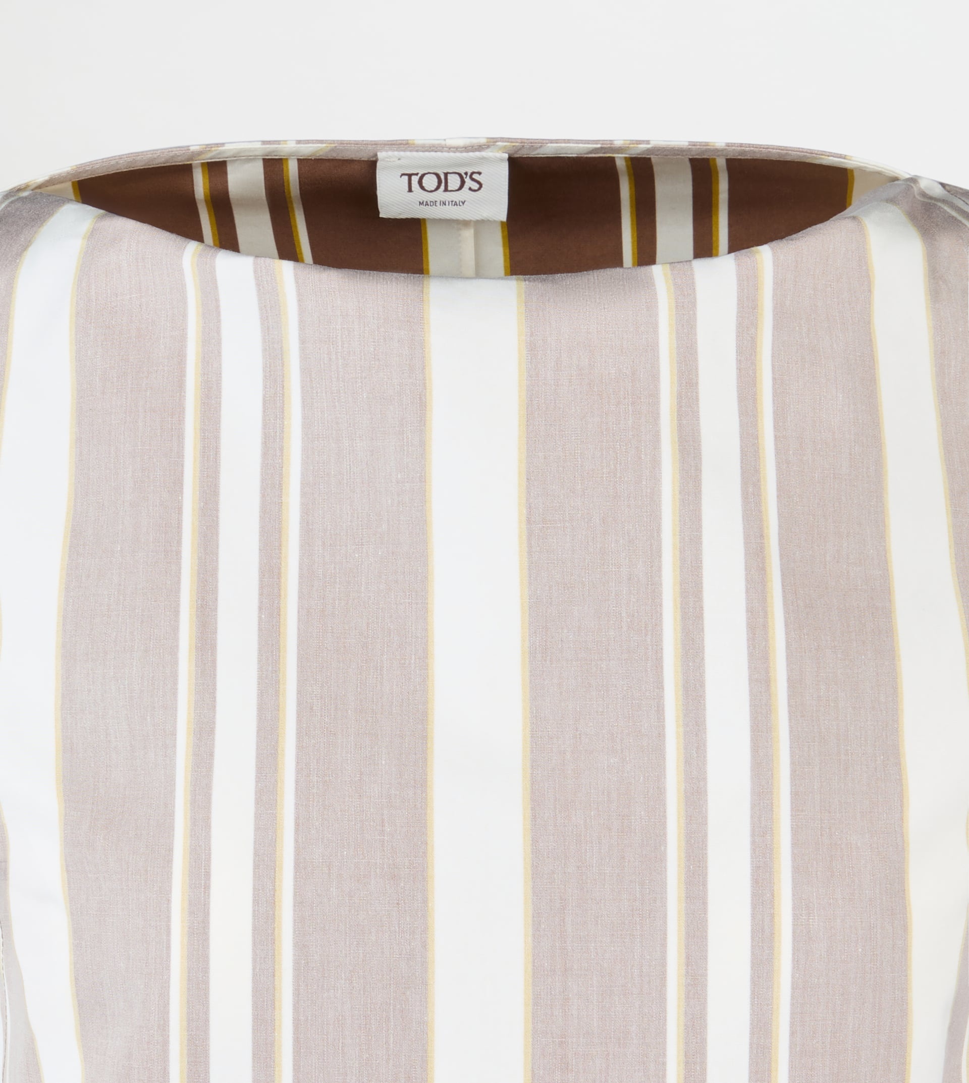 DRESS IN COTTON - BROWN, WHITE, YELLOW - 8