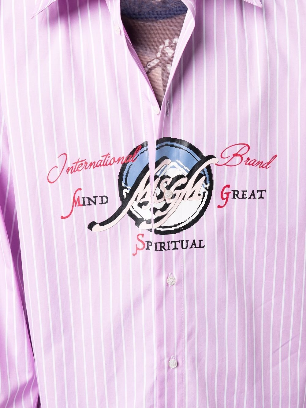 logo-print pinstripe shirt - 5