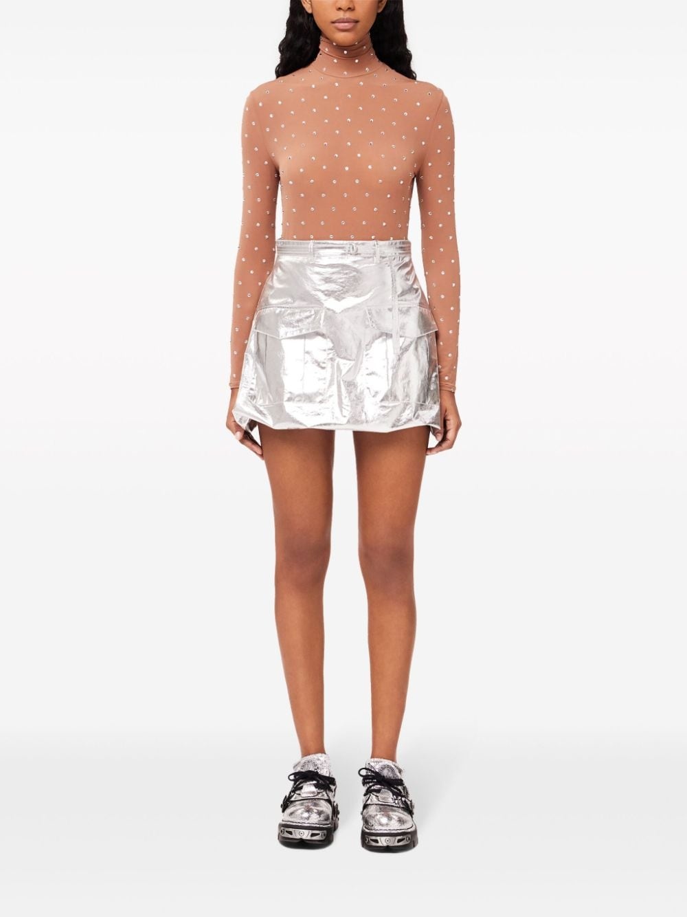 crystal-embellished high-neck top - 2