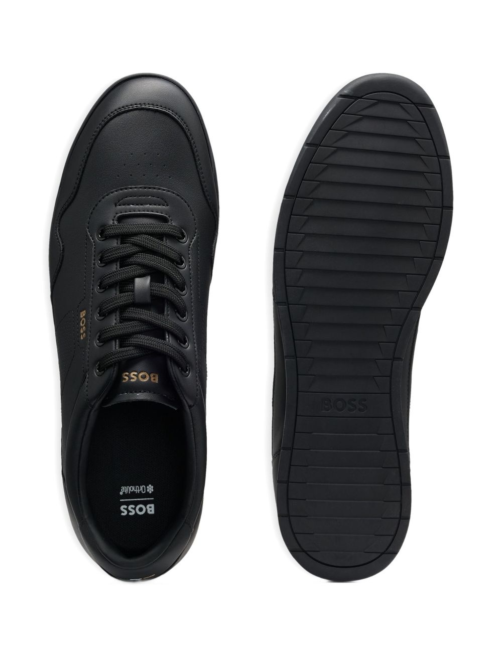 logo-stamp leather sneakers - 3