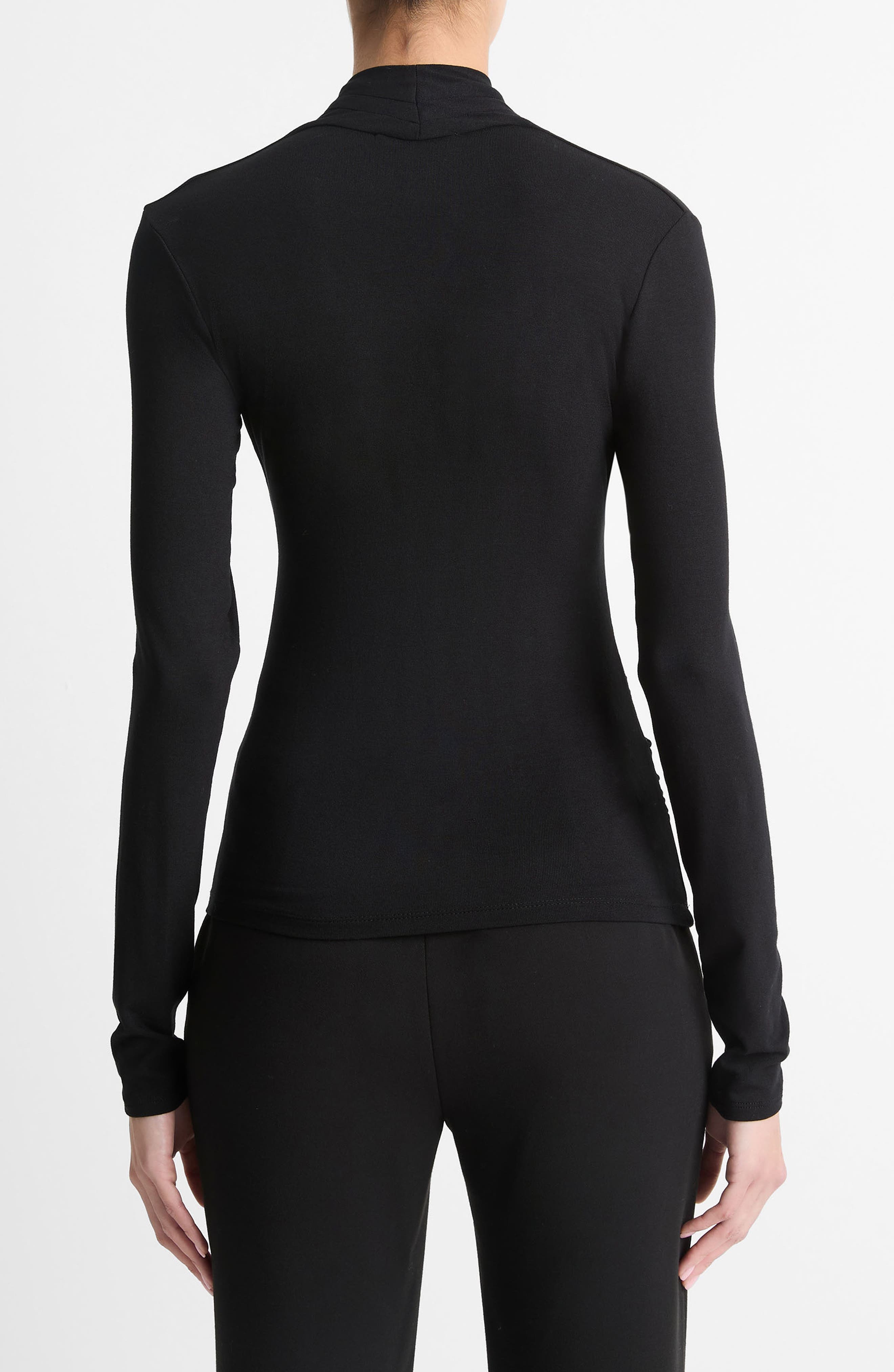 Vince Long Sleeve Knit Wrap Top in Black at Nordstrom - 2