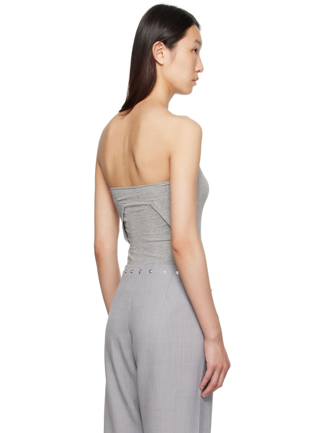 Gray Folded V Neck Bandeau Top - 3