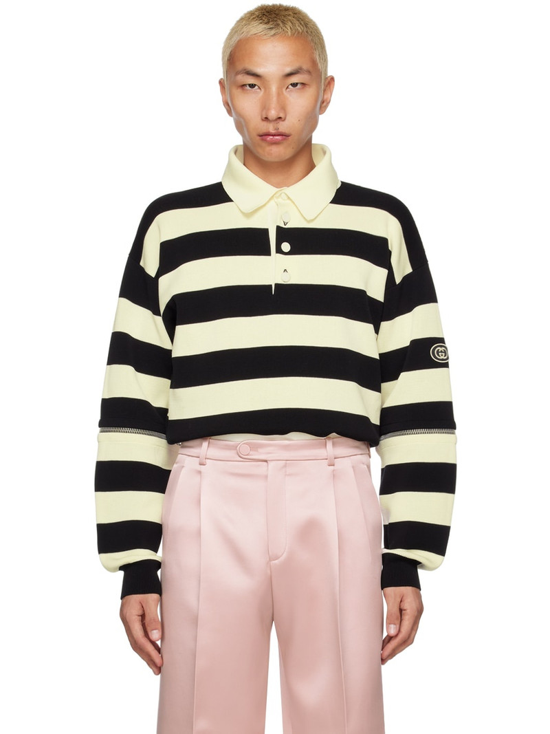 White & Black Detachable Sleeve Polo - 1