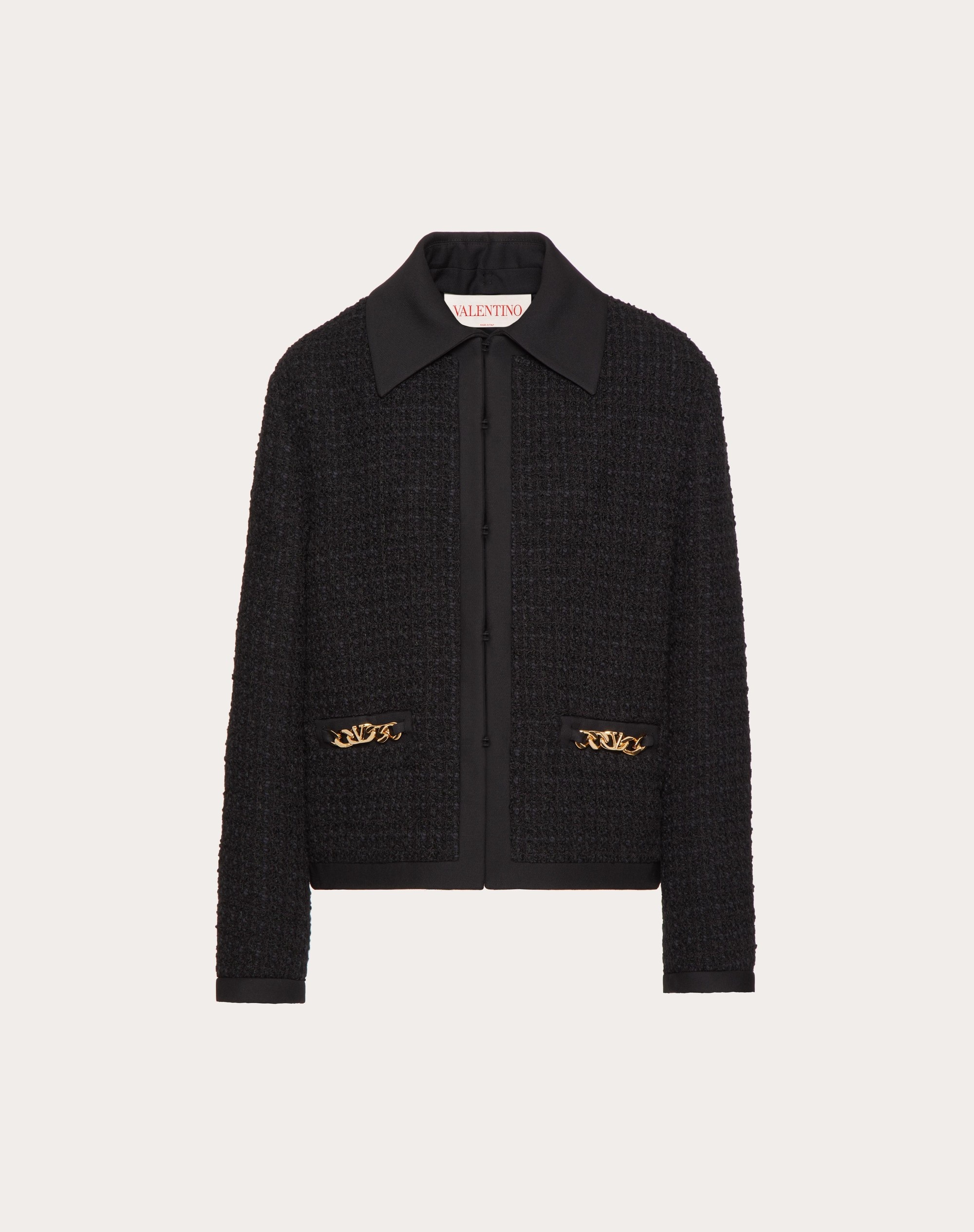VLOGO CHAIN WOOL TWEED JACKET - 1