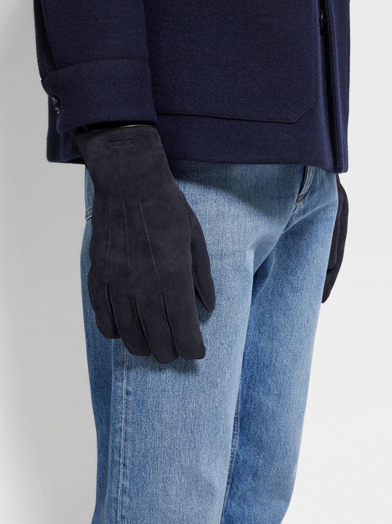 NAVY BLUE SUEDE GLOVES 3