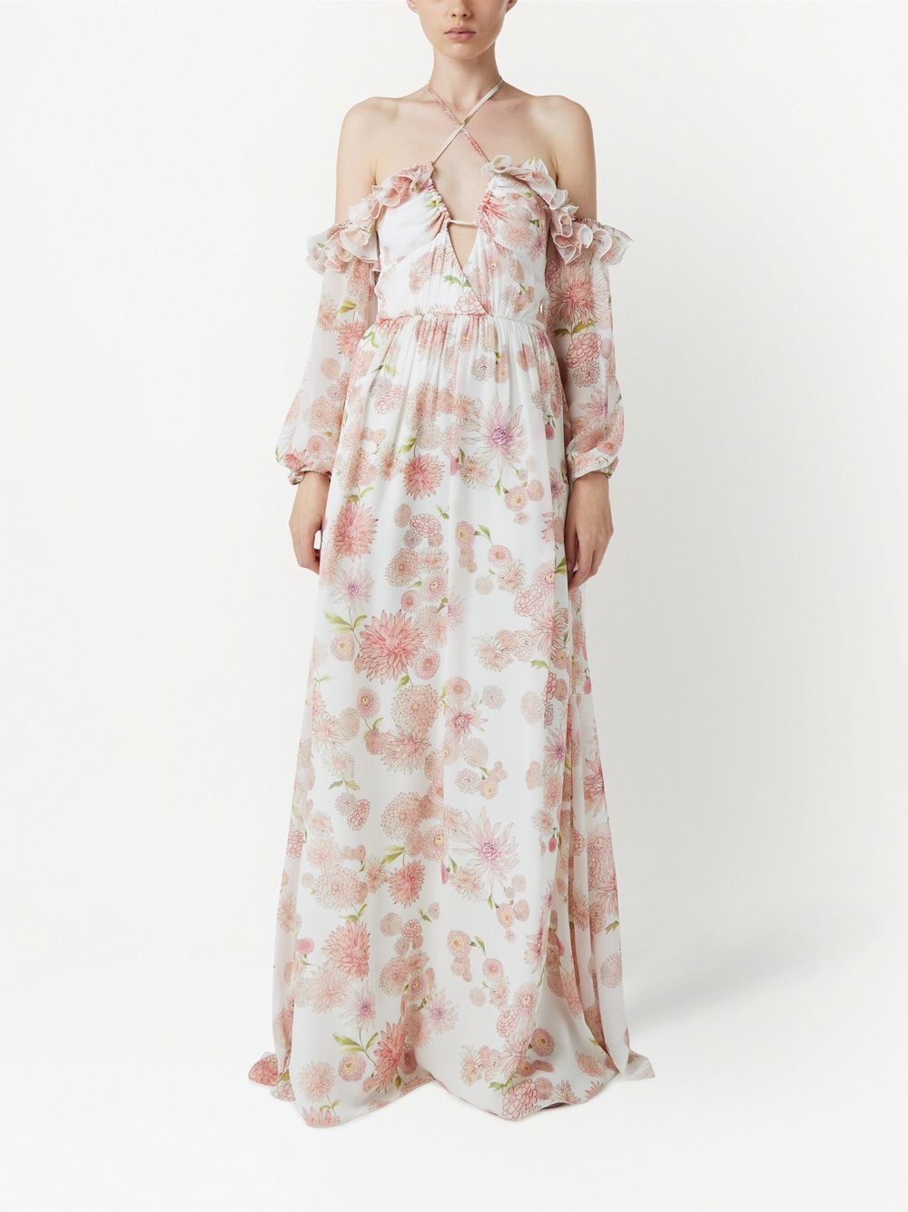 floral-print halterneck dress - 2