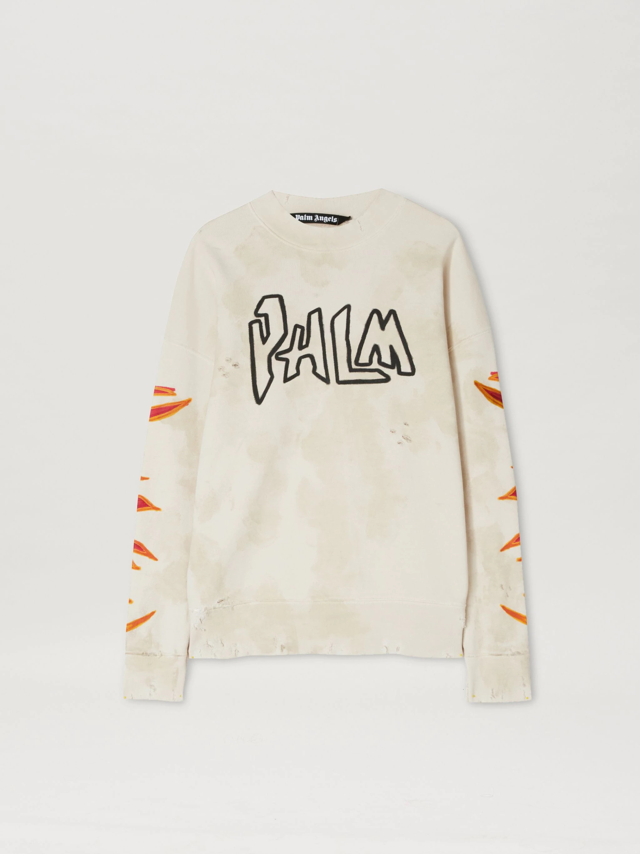 GARMENT DYE PALM GRAFFITI FLAMES SWEATSHIRT - 1