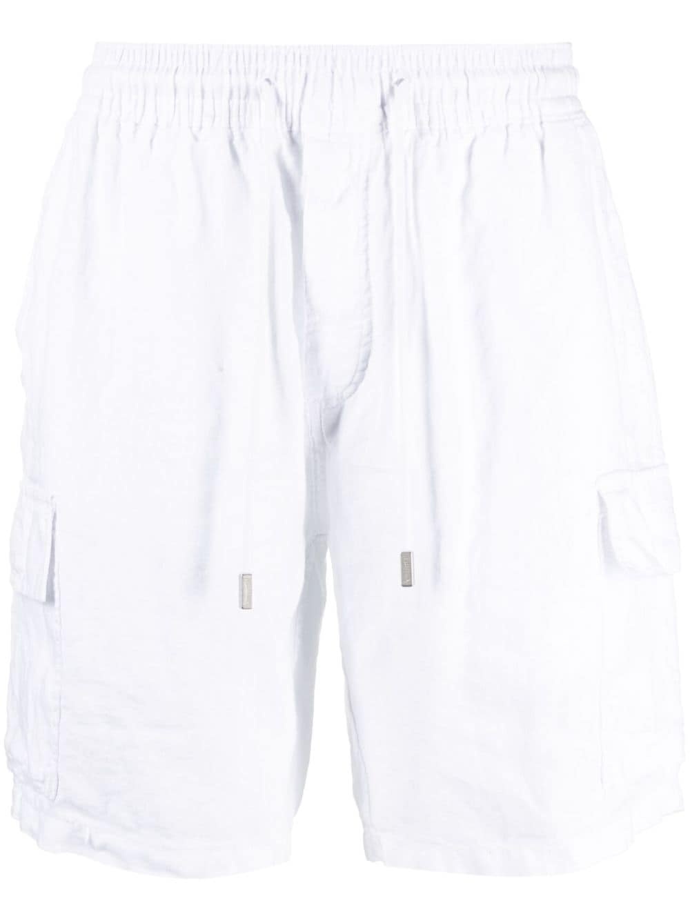 logo-patch linen shorts - 1