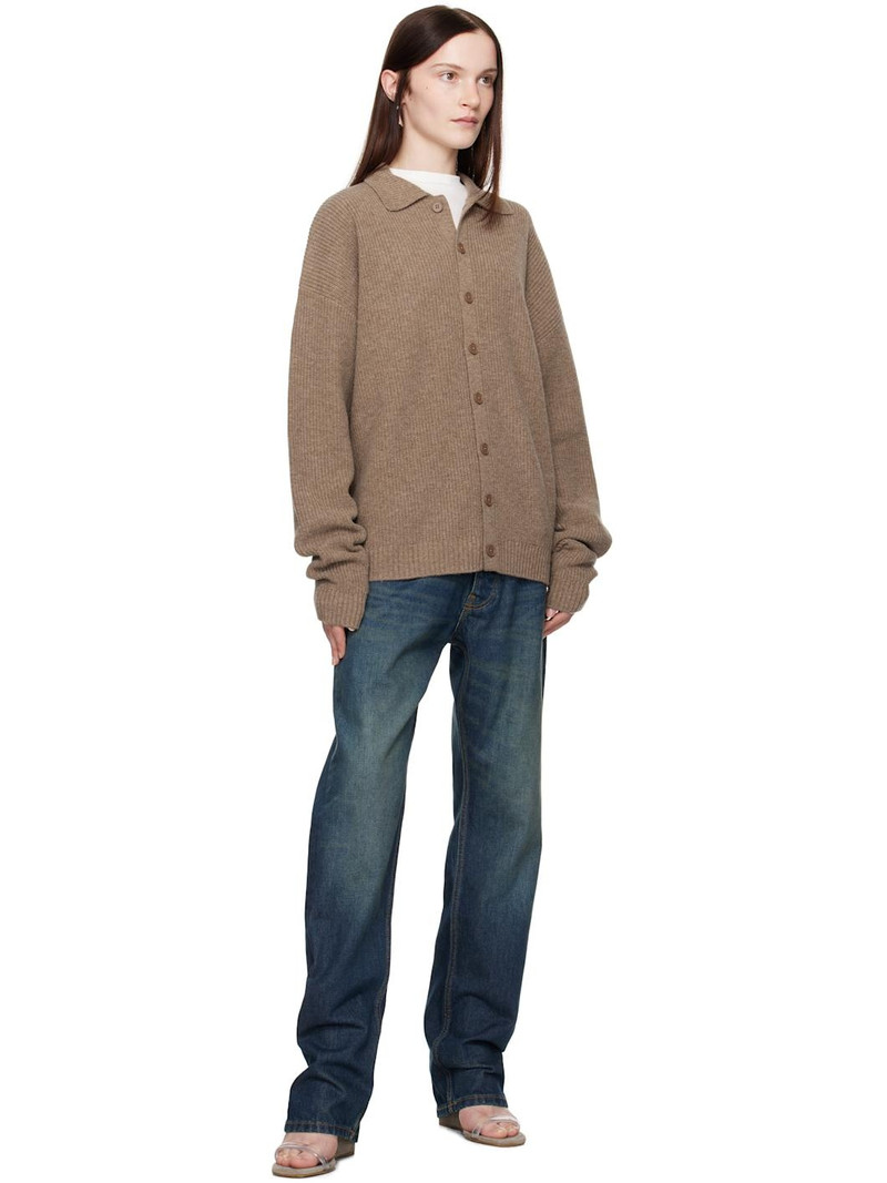 AYA MUSE Brown Relaxed Knit Button Up Cardigan outlook