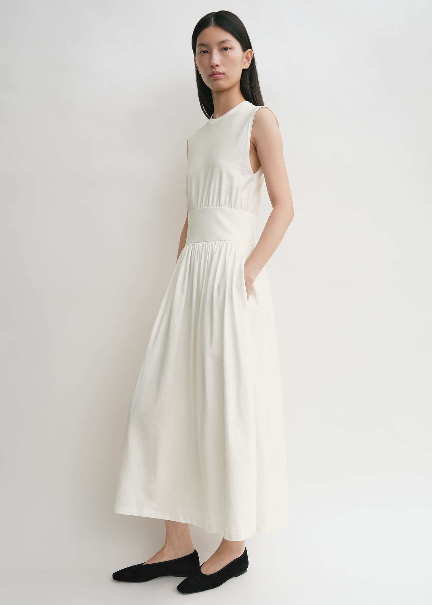 Sleeveless cotton tee dress off white - 3