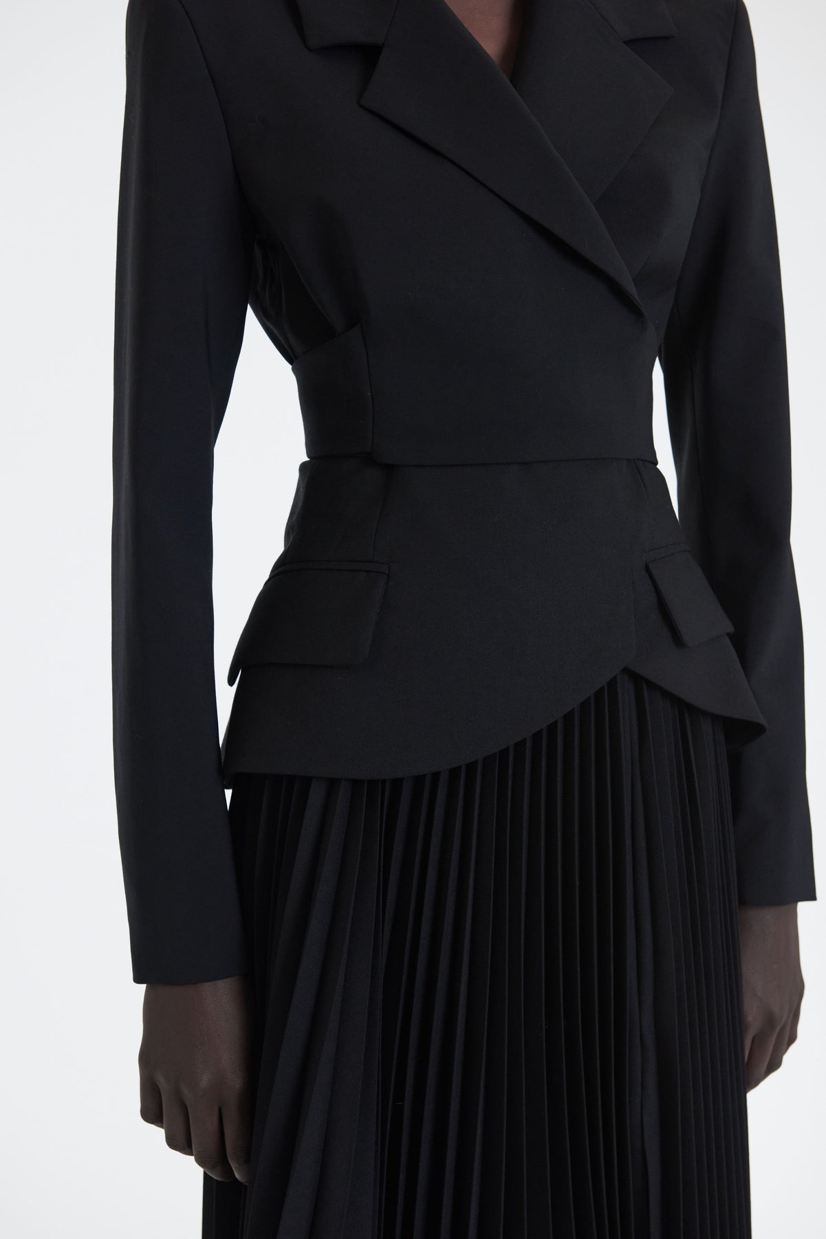 CROPPED WRAP AROUND JACKET WITH TIES BLACK - 3
