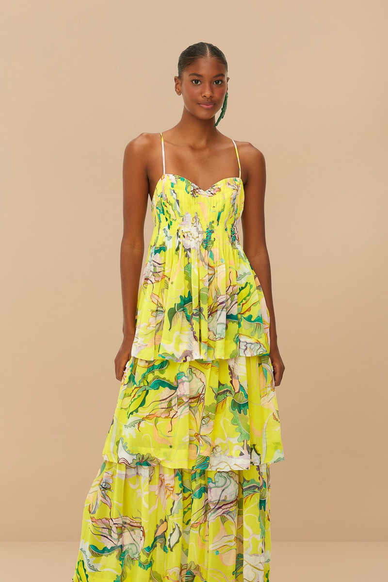 Yellow Jellyfish Bouquet Layered Maxi Dress 3