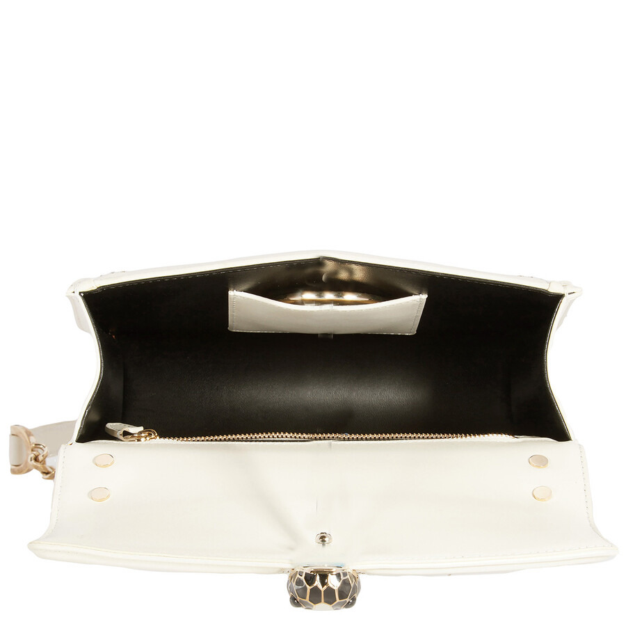 Bvlgari Serpenti Leather Crossbody Bag In White - 6