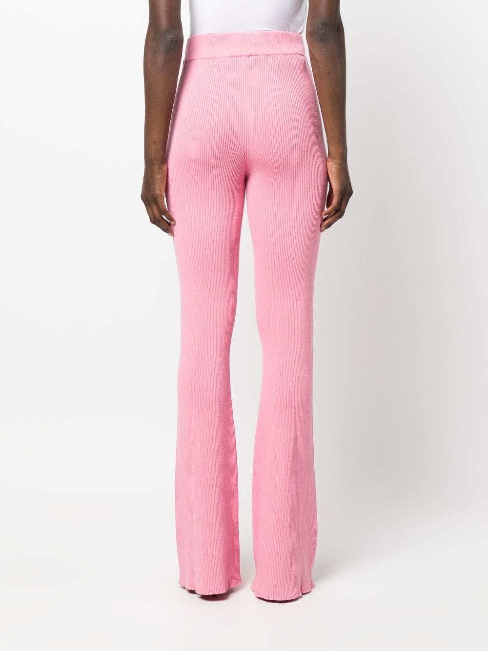 ribbed-knit flared trousers - 4