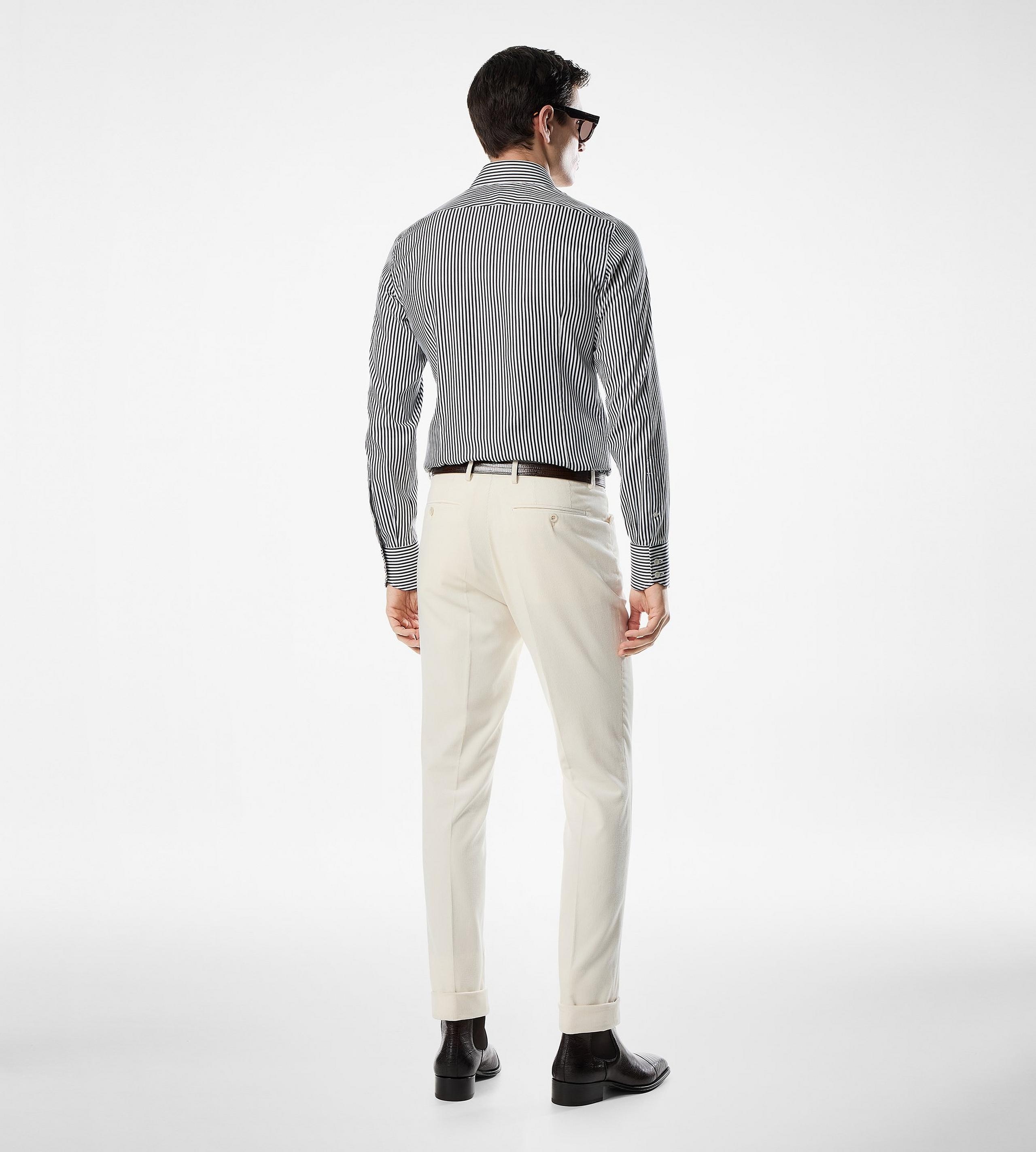 SILK COTTON STRIPE SLIM FIT SHIRT - 3