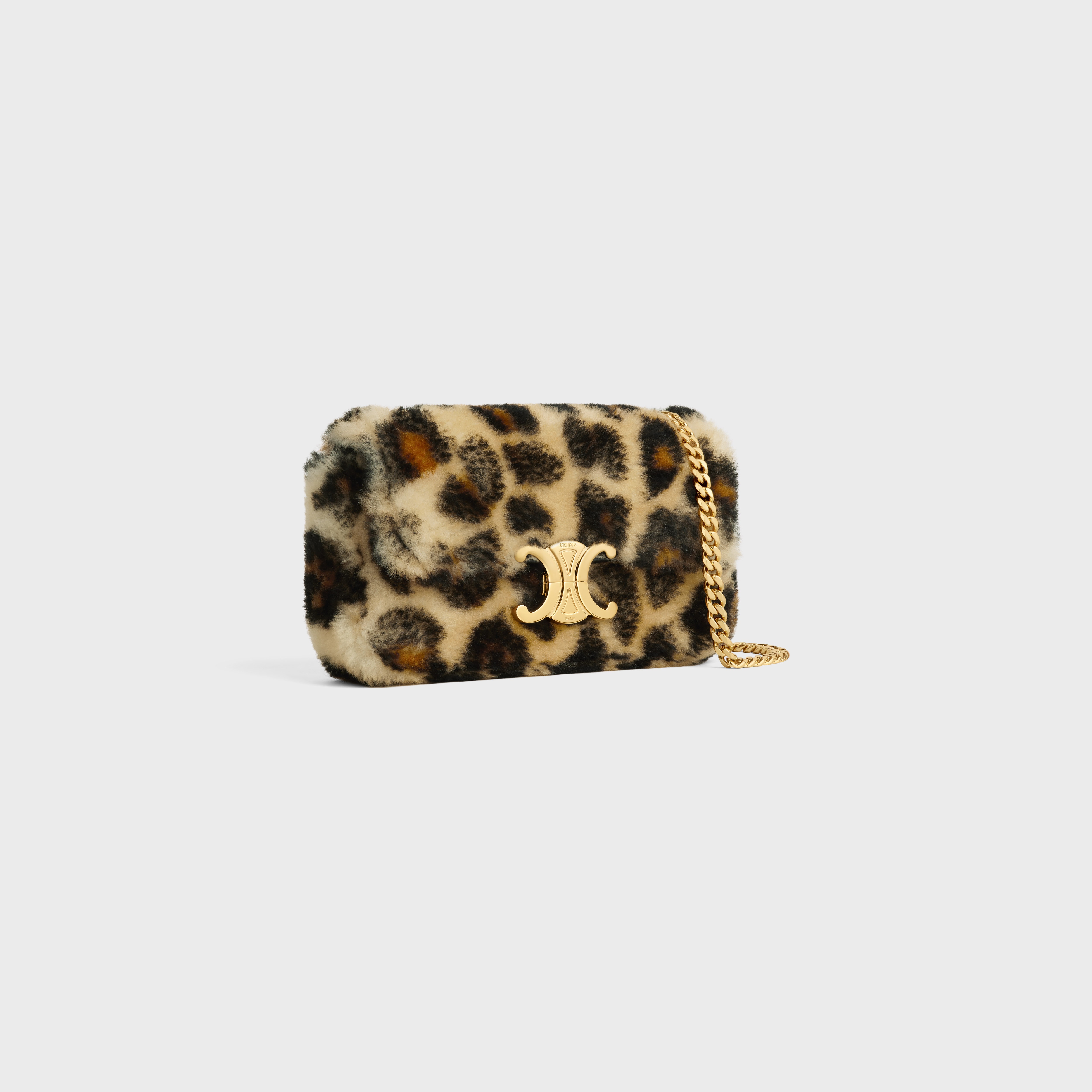 CHAIN SHOULDER BAG CLAUDE in SHEARLING WITH LEOPARD PRINT - 2