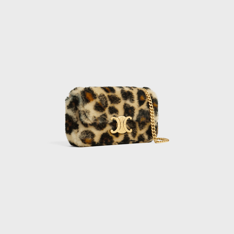 CELINE CHAIN SHOULDER BAG CLAUDE in SHEARLING WITH LEOPARD PRINT outlook
