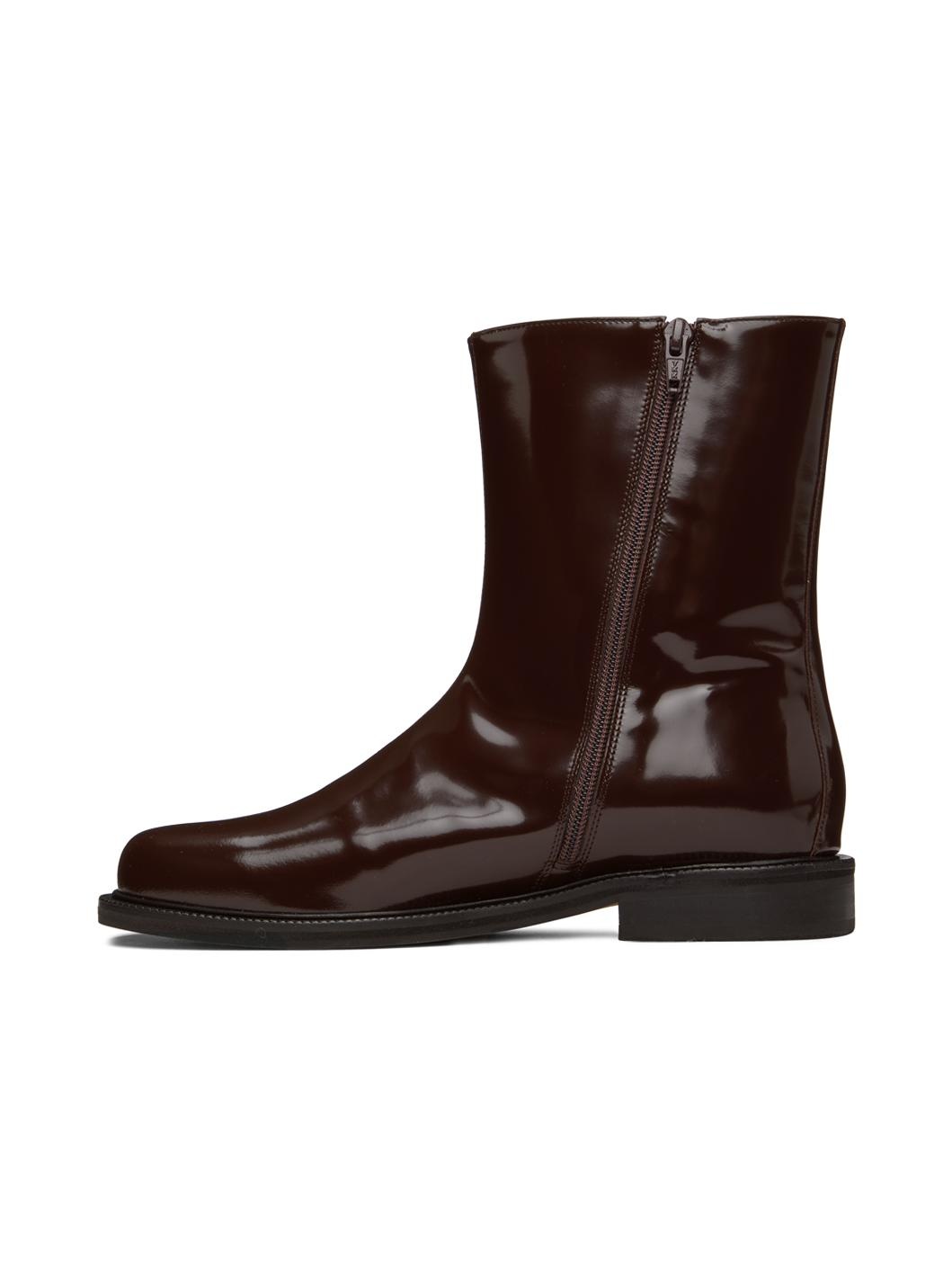 Brown Patent Leather Boots - 3
