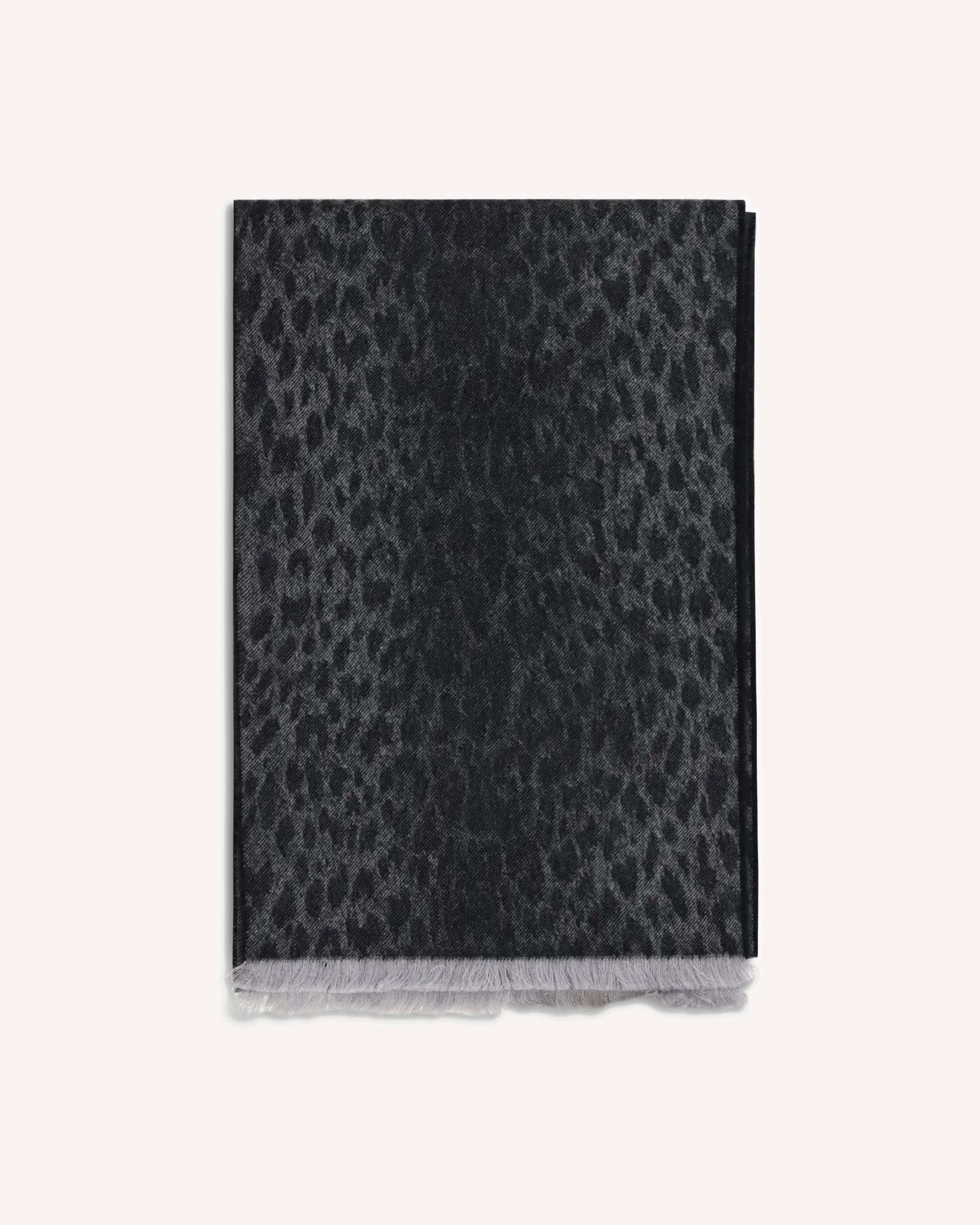 Leopard-print wool Scarf with monogram - 1