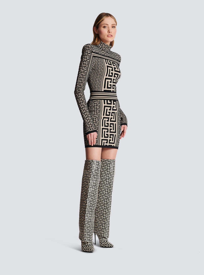 Monogrammed knit high-neck dress 3