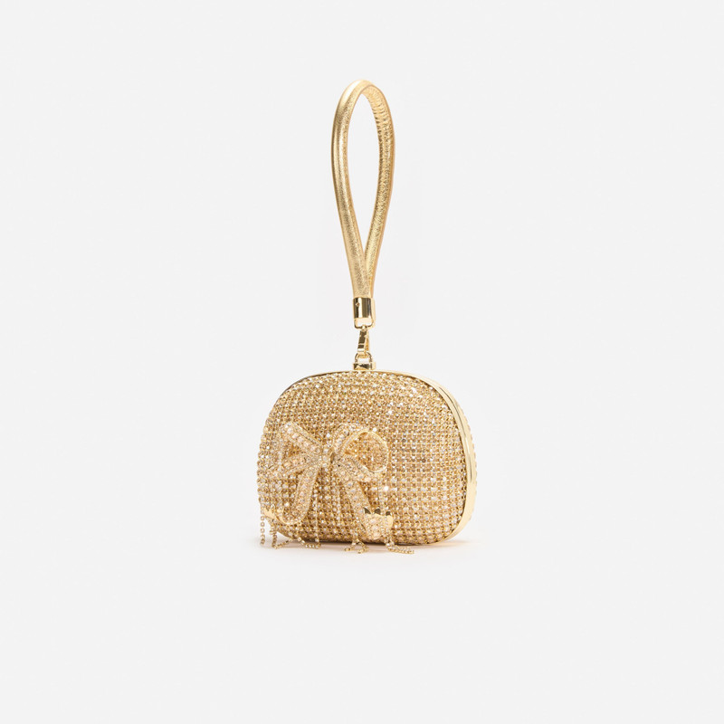 Gold Crystal Top Handle Clutch Bag 2