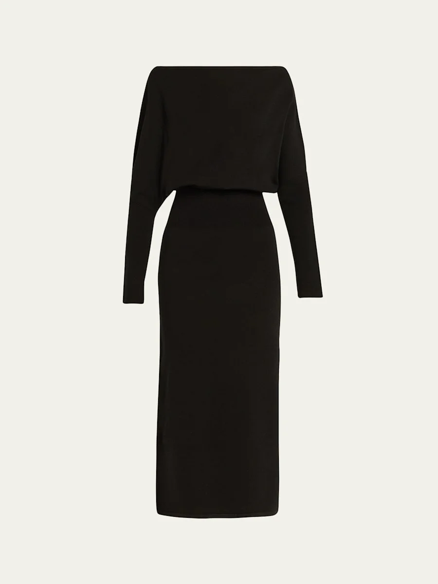 Janese Off-Shoulder Wool Midi Dress - 1