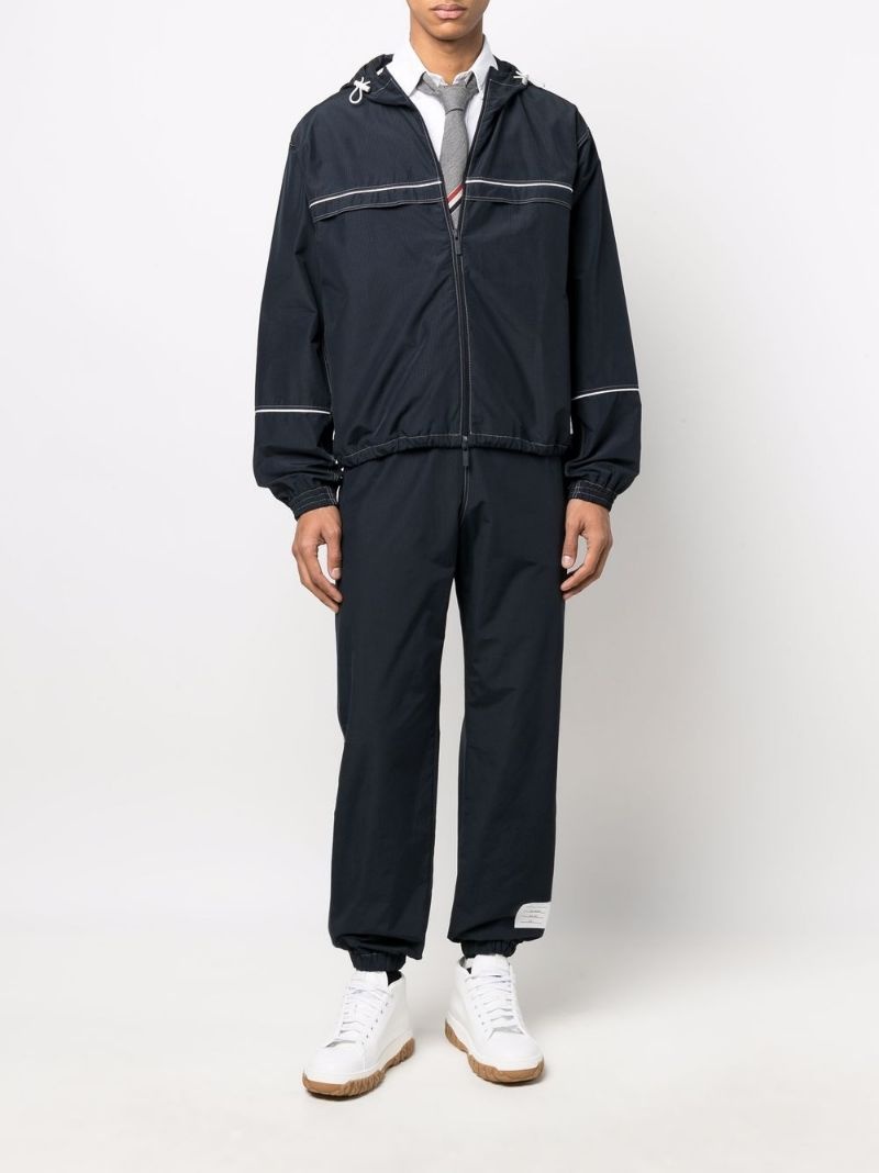 contrast-stitch hooded track jacket - 2