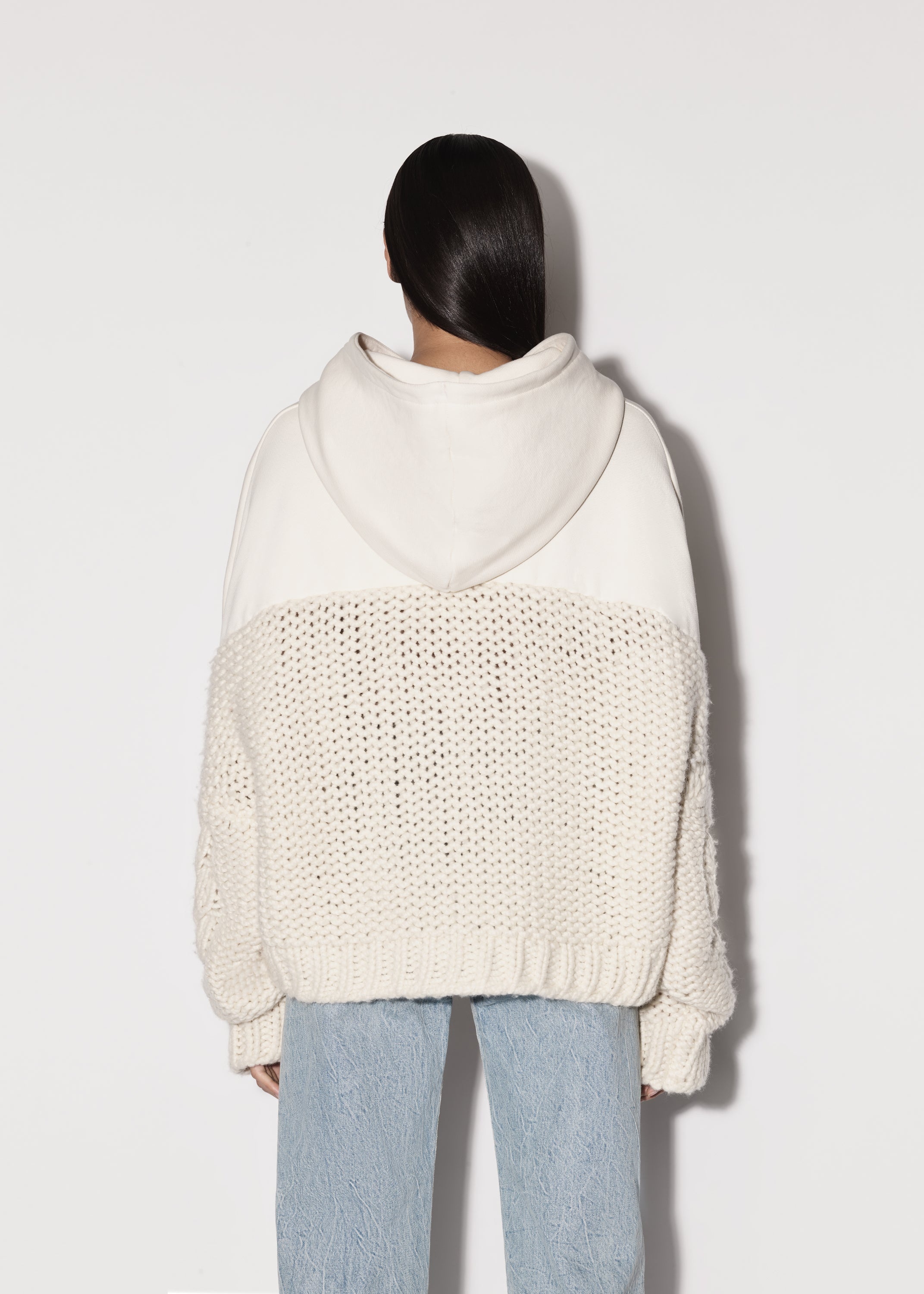 CABLE KNIT HYBRID HOODIE - 5