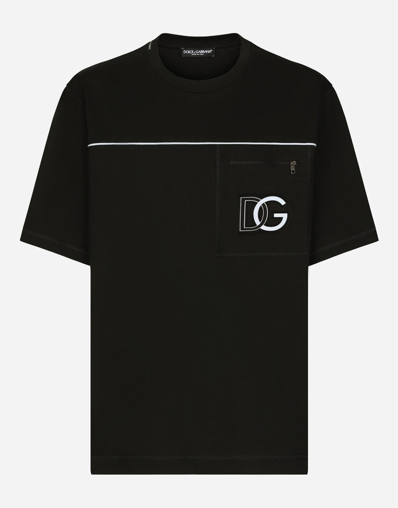 Cotton round-neck T-shirt with embossed DG logo 1