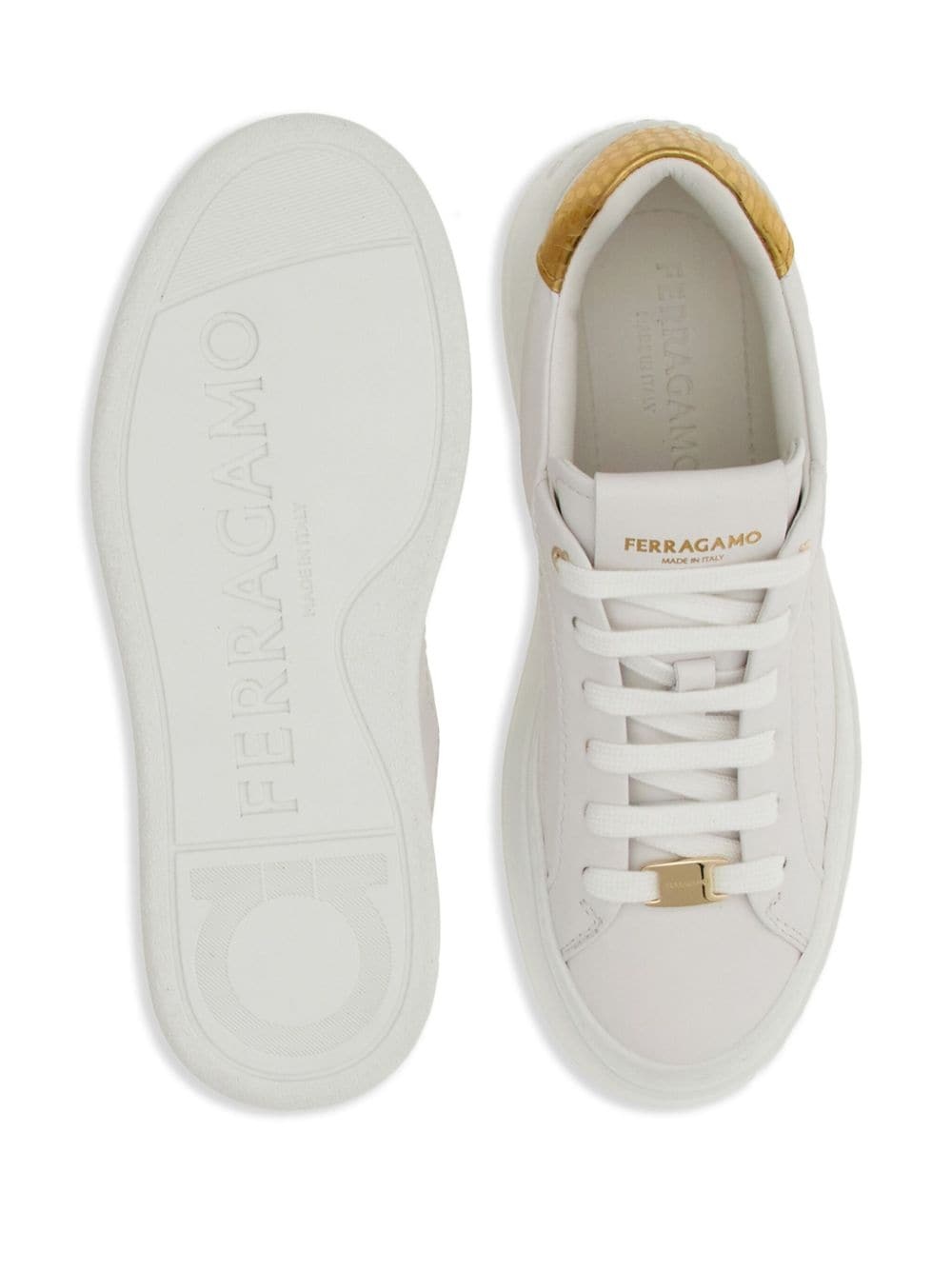 Wedge logo-patch leather sneakers - 5