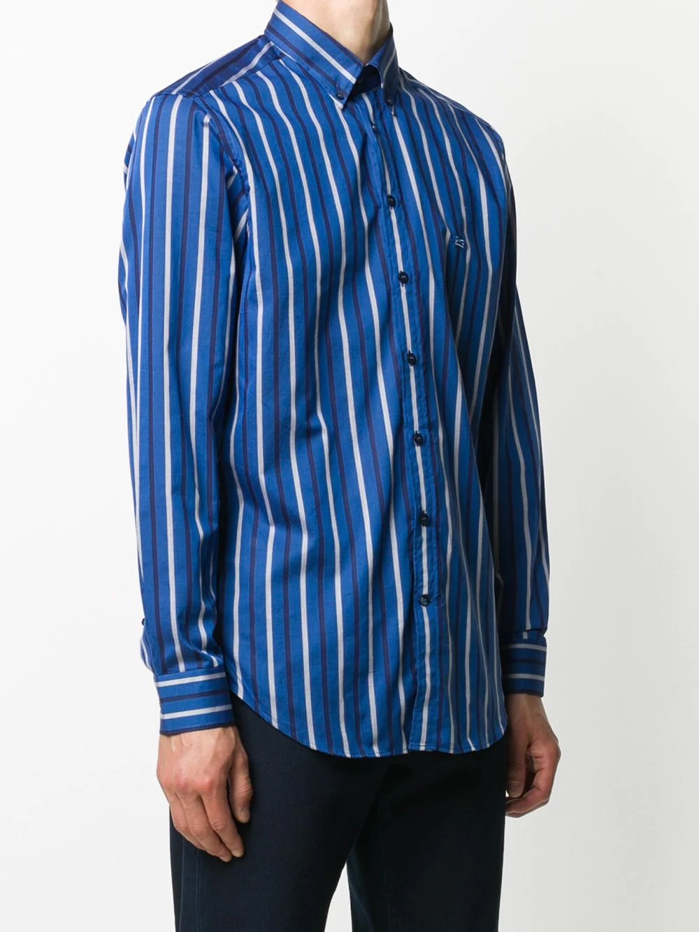 vertical stripe logo embroidered shirt - 3