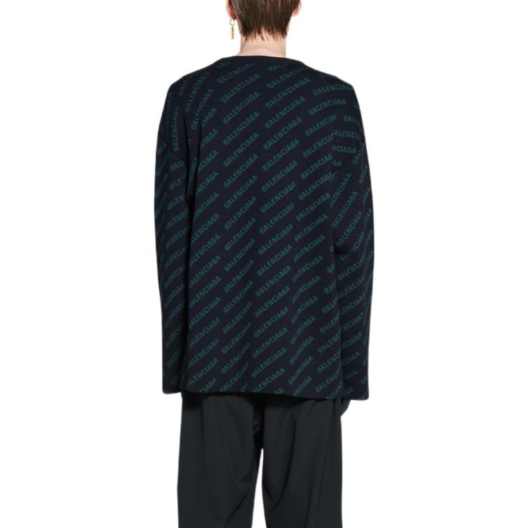 Balenciaga Mini Allover Logo Sweater 'Dark Blue Green' 736247T32334301 - 3