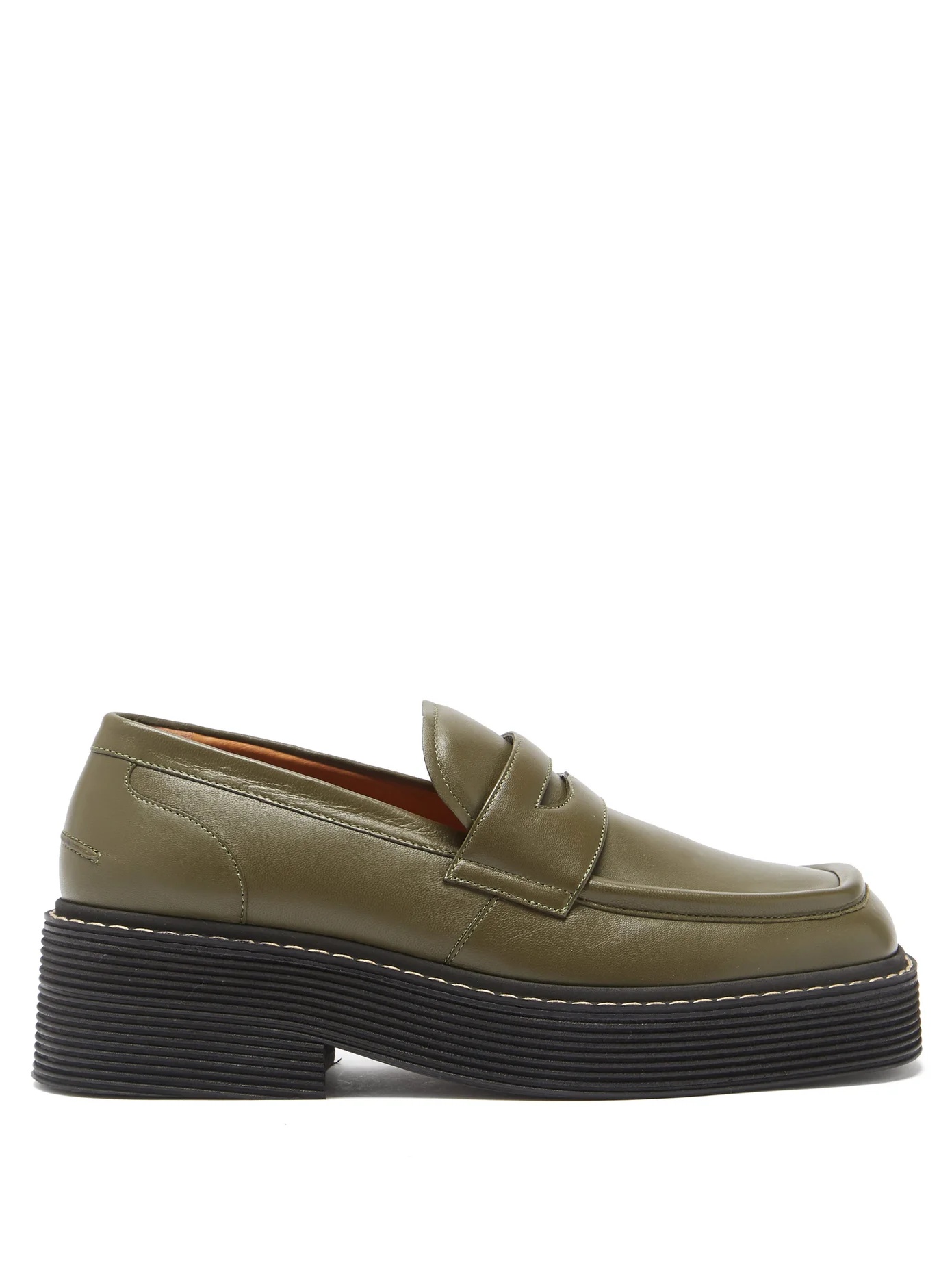 Chunky square-toe leather loafers - 1