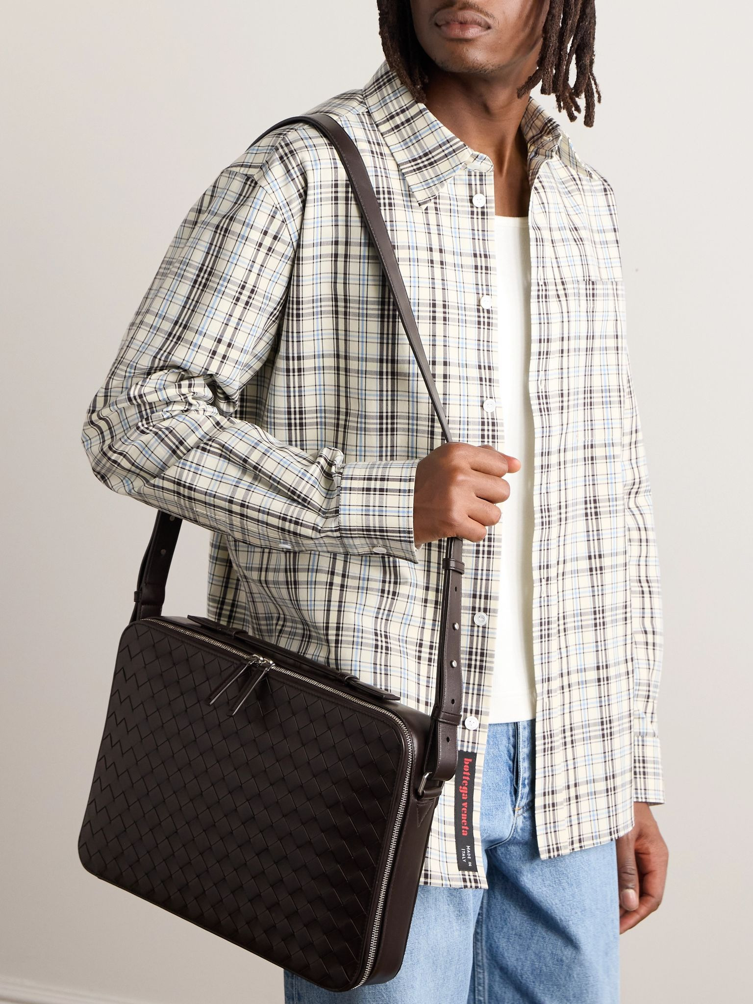 Slim Getaway Intrecciato Leather Briefcase Brown - 2
