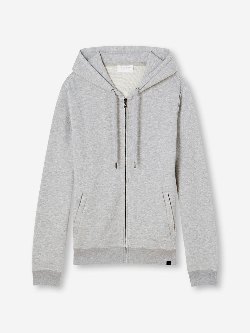 Derek Rose Men's Hoodie Quinn Cotton Modal Silver outlook