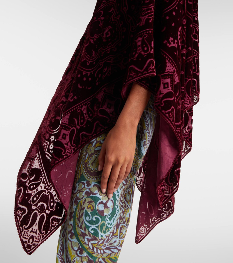 Paisley silk-blend velvet poncho 5
