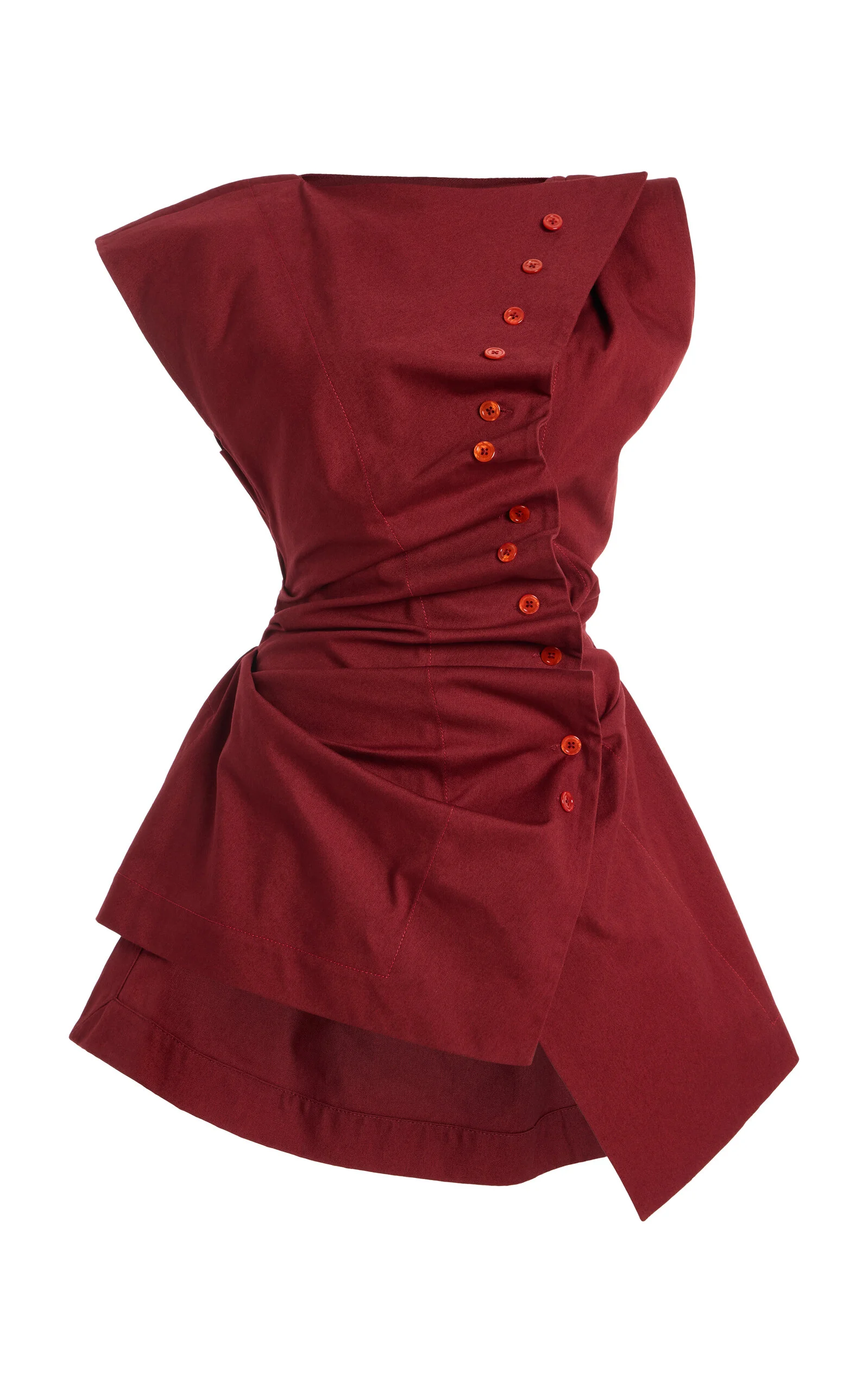 Laced-Back Cotton Shirt red - 1