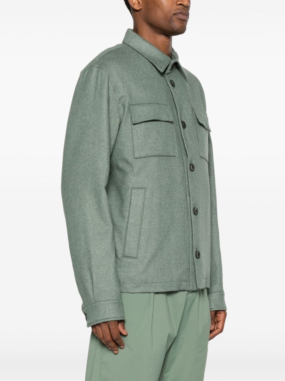 button-up brushed shirt jacket - 3