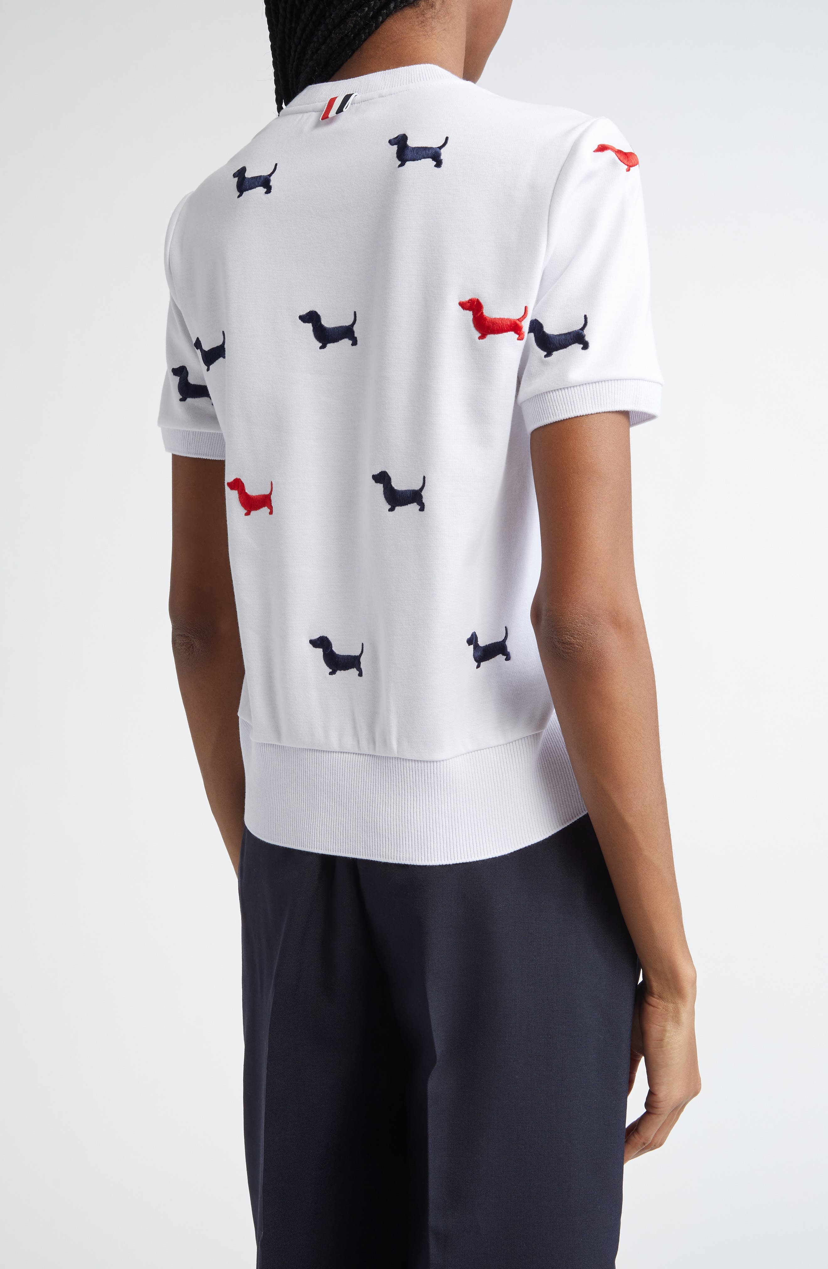 Thom Browne Hector Embroidered Cotton Sweater in White at Nordstrom - 3