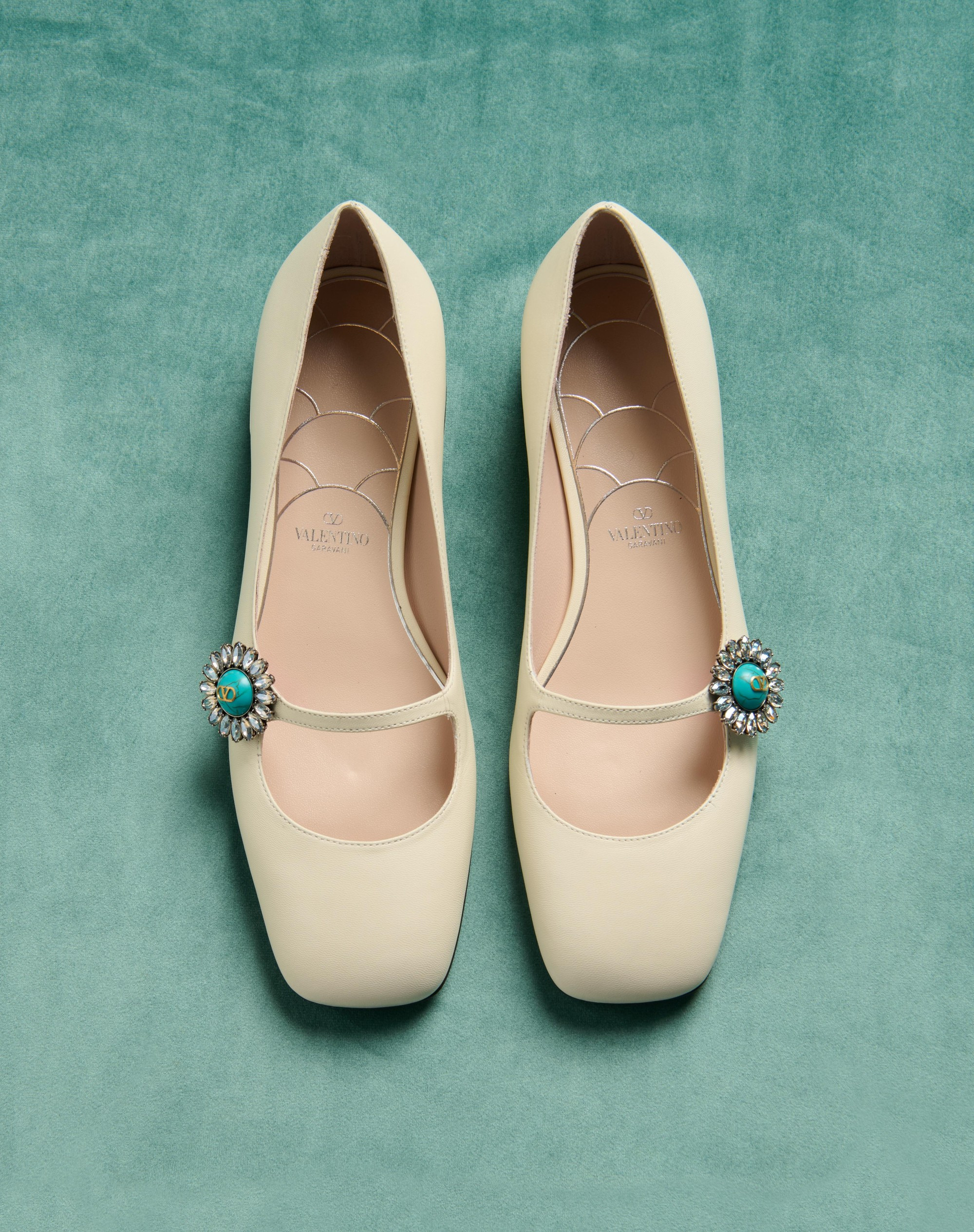 MARY-JANE PRESHOES BALLERINA IN KIDSKIN WITH JEWEL BUTTON 20MM - 8