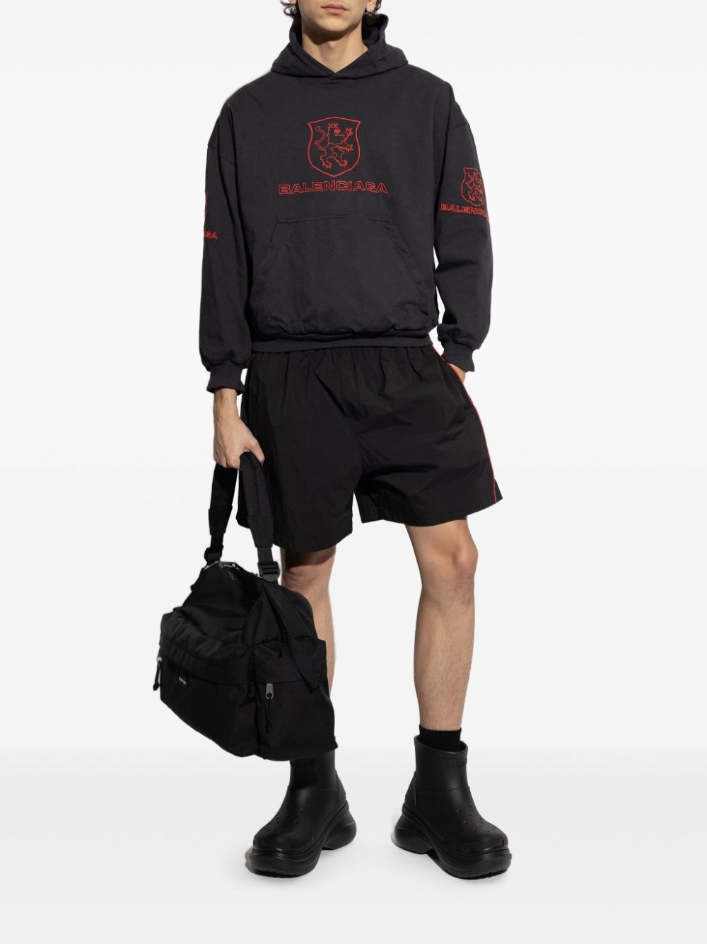 embroidered track shorts - 2